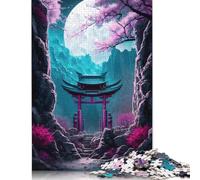 Rompecabezas de 1500 Piezas para Adultos, diseño de Torii Gate Valley at Night, Creativo para Hombres y Mujeres (85 x 57 cm)