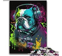 Rompecabezas de 2000 Piezas con diseño de Bulldog con Auriculares para Adultos, Ideal para Pasar el rato y fomentar el Amor en Pareja 70x100cm