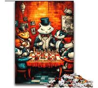Rompecabezas de 2000 Piezas de Animales Jugando al ajedrez para Adultos y Adolescentes Un Juego desafiante y Familiar para Padres e Hijos 70x100cm