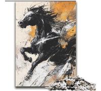 Rompecabezas de 2000 Piezas de Caballo Dorado Negro para Adultos y Adolescentes, Juguetes educativos para familias con póster a Juego y Hoja de Trivia (70x100cm)