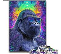 Rompecabezas de 2000 Piezas de chimpancé psicodélico para Adultos y Adolescentes Juguetes educativos para familias con póster a Juego y Hoja de Trivia (70x100cm)