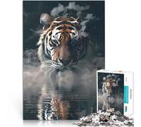 Rompecabezas de 2000 Piezas para Adolescentes Bestia Tigre humeante Juego de ingenio Decoración de Pared cumpleaños y Navidad 70x100cm
