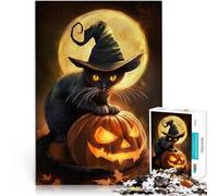 Rompecabezas de 2000 Piezas para Adolescentes Bruja Gato Negro Halloween Juego Intelectual de Juguete Decoración 70x100cm