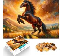 Rompecabezas de 2000 Piezas para Adolescentes Caballo en el Atardecer Dorado Juego de ingenio Trato como Regalo para Toda la Familia 70x100cm