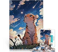 Rompecabezas de 2000 Piezas para Adolescentes Cachorro de Tigre Mirando Las Estrellas Juego de ingenio Juego de desafío único 70x100cm