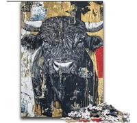 Rompecabezas de 2000 Piezas para Adolescentes, diseño de Toro Dorado Negro, antiestrés, desafío difícil, decoración única para el hogar y Regalos, 70x100cm