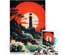 Rompecabezas de 2000 Piezas para Adolescentes Faro bajo la Luna roja Difícil y desafío Decoración de Pared cumpleaños y Navidad 70x100cm