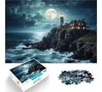 Rompecabezas de 2000 Piezas para Adolescentes Faro de Noche Juguetes educativos de Aprendizaje con póster a Juego y Hoja de Trivia 70x100cm