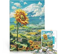 Rompecabezas de 2000 Piezas para Adolescentes Girasoles y el Monte Fuji Desafiante Difícil Juego Educativo para cumpleaños y Navidad. 70x100cm