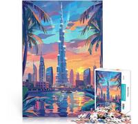 Rompecabezas de 2000 Piezas para Adolescentes Horizonte de Dubái al Atardecer Juego de Preguntas para la decoración del hogar 70x100cm