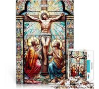 Rompecabezas de 2000 Piezas para Adolescentes Jesús en vitrales Juego desafiante y Juego Familiar Juego de desafío único 70x100cm