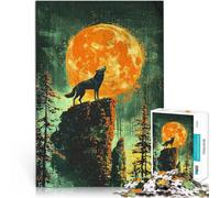 Rompecabezas de 2000 Piezas para Adolescentes Luna Aullando al Lobo para divertirse en Familia Decoración artística del hogar 70x100cm