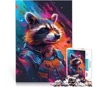Rompecabezas de 2000 Piezas para Adolescentes Mapache Astronauta Espacial Alivio del estrés Decoración hogar 70x100cm