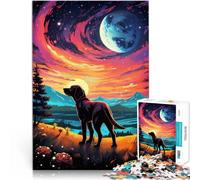 Rompecabezas de 2000 Piezas para Adolescentes Perro Centinelas Iluminados por Las Estrellas Juego Educativo Familiar Obra de Arte 70x100cm