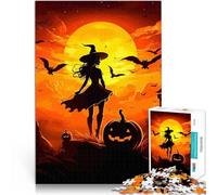 Rompecabezas de 2000 Piezas para Adolescentes Silueta de Bruja de Halloween desafío Educativo con póster a Juego y Hoja de Trivia 70x100cm