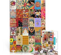 Rompecabezas de 2000 Piezas para Adultos Arte de Patchwork Hippie Hecho de cartón Apto para Mayores de 14 años. Juego de decoración del hogar Buen Regalo tamaño:70x100cm