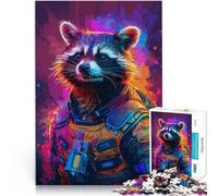 Rompecabezas de 2000 Piezas para Adultos Astronauta Mapache Espacial para divertirse en Familia con póster a Juego y Hoja de Trivia 70x100cm