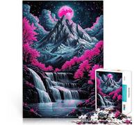 Rompecabezas de 2000 Piezas para Adultos Cascada de la Luna Rosa Hecho de cartón para y a Partir de 14 años Juegos Divertidos para familias Regalos difíciles y difíciles para Mujeres y Hombres