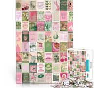 Rompecabezas de 2000 Piezas para Adultos Collage Vintage Rosa y Verde Juguetes de Juego Actividades Divertidas en casa, Regalos de cumpleaños, Regalos de Viaje, 70x100cm