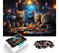 Rompecabezas de 2000 piezas para adultos, diseño de gato de fantasía extraña, juego desafiante de 27.56 x 39.37 pulgadas, lista de deseos de Navidad con Papá Noel