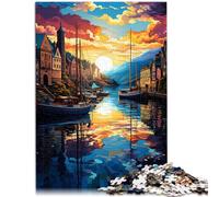 Rompecabezas de 2000 piezas para adultos, diseño de Puerto de Bergen, corte de precisión, adecuado para decoración de escritorio de 27.56 x 39.37 pulgadas, para adolescentes a partir de 14 años