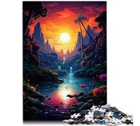 Rompecabezas de 2000 piezas para adultos, diseño de puesta de sol extraña y colorida con póster a juego y hoja de trivia de 27.56 x 39.37 pulgadas para niños de 14 años