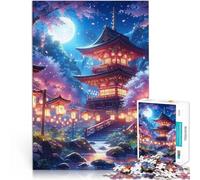 Rompecabezas de 2000 Piezas para Adultos Escena Nocturna de un Templo japonés Difícil Difícil Toda la Familia. 70x100cm