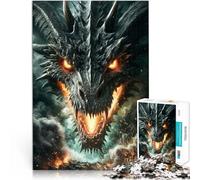 Rompecabezas de 2000 Piezas para Adultos Furia del dragón Negro ardiente Hecho de Papel，Apto para Mayores de 14 años. Decoración del hogar Lista de Deseos con Papá Noel。tamaño：70x100cm