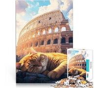 Rompecabezas de 2000 Piezas para Adultos “Gato durmiendo la Siesta en el Coliseo” Hecho de Papel,para Mayores de 14 años Juegos Divertidos Colección de Artistas, Bellas Artes。tamaño:70x100cm