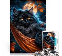 Rompecabezas de 2000 Piezas para Adultos “Gato Negro bajo la Luna” Hecho de Papel,para Mayores de 14 años Juguetes educativos para Aprender Toda la Familia.。tamaño:70x100cm