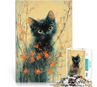Rompecabezas de 2000 Piezas para Adultos “Gato Negro en Flor” Hecho de Papel,para y a Partir de 14 años Carrera de Velocidad de Mano Cumpleaños tamaño:70x100cm/27.5x39.3pulgada