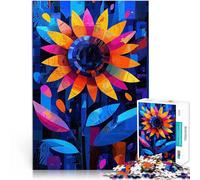 Rompecabezas de 2000 Piezas para Adultos Girasol geométrico expresionista - Arte Floral Abstracto Vibrante Juguetes educativos Regalo Divertido 70x100cm