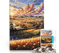 Rompecabezas de 2000 Piezas para Adultos Golden Harvest - Pueblo Tranquilo al Atardecer Diversión Familiar Apto para Parejas 70x100cm