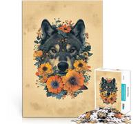 Rompecabezas de 2000 Piezas para Adultos Lobo Entre Flores Competición de Velocidad de Manos Decoración artística del hogar 70x100cm