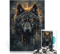 Rompecabezas de 2000 Piezas para Adultos “Lobo Negro y Dorado” Hecho de Papel,Apto para Mayores de 14 años. Actividades Familiares Buen Regalo。tamaño:70x100cm/27.5x39.3pulgada