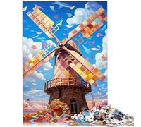 Rompecabezas de 2000 piezas para adultos, molinos de viento coloridos, rompecabezas con póster y ficha de preguntas y respuestas surtidas, 60 x 100 cm, para adolescentes de 14 años y más