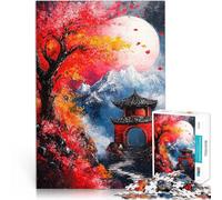 Rompecabezas de 2000 Piezas para Adultos Paisaje de Pagoda Japonesa Iluminado por la Luna Análisis y lógica Obra de Arte 70x100cm