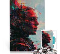 Rompecabezas de 2000 Piezas para Adultos Retrato Abstracto de Mujer en Rojo Corte de precisión Interacción Entre Padres e Hijos 70x100cm