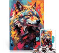 Rompecabezas de 2000 Piezas para Adultos Retrato Colorido de la Mirada del Lobo: instintos vívidos Juego desafiante Obra de Arte 70x100cm