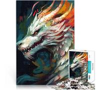 Rompecabezas de 2000 Piezas para Adultos Retrato del dragón Blanco Desafiante Difícil Cada Pieza es única: un desafiante y Divertido Juego Familiar 70x100cm