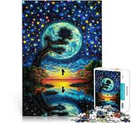 Rompecabezas de 2000 Piezas para Adultos Silueta bajo una Luna Gigante Juego de ingenio Actividades Divertidas en casa, Regalos de cumpleaños, Regalos de Viaje, 70x100cm