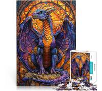 Rompecabezas de 2000 Piezas para Adultos Vidriera púrpura Drago Hecho de cartón para Mayores de 14 años Análisis y lógica Regalos de cumpleaños tamaño:70x100cm
