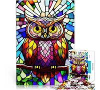 Rompecabezas de 2000 Piezas para Adultos Vitral Estilo búho Juguetes para aliviar el estrés Trato como Regalo para Toda la Familia 70x100cm