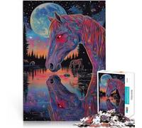 Rompecabezas de 2000 Piezas para Adultos y Adolescentes “Caballo de Ojos Rojos” Hecho de Papel，para Mayores de 14 años Decoración del hogar Regalos de cumpleaños de Navidad。tamaño：70x100cm