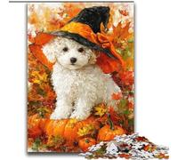 Rompecabezas de 2000 Piezas para Adultos y Adolescentes, Golden Retriever, Halloween, antiestrés, desafío difícil con póster a Juego y Hoja de Trivia, 70x100cm
