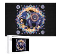 Rompecabezas de 300/500/1000 piezas con diseño de elefante, mandalas y flores, regalos desafiantes personalizados para adultos, 1000 unidades