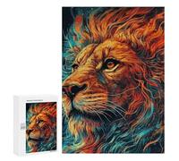 Rompecabezas de 300 PCS para adolescentes Flaming Lion's Majesty Puzzles para adolescentes: juegos de relajación, regalos divertidos y humorísticos para reducir el estrés 300 PCS
