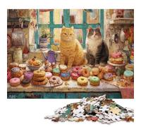 Rompecabezas de 300 Piezas Cats and Donuts Delight para Adultos, difícil de Resolver, para la Familia, 300 Piezas (40 x 28 cm)