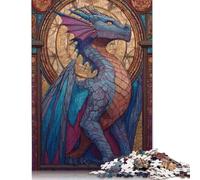 Rompecabezas de 300 Piezas con diseño de dragón de vitral, Cuadrado y Creativo, para Adultos y Rompecabezas de Madera, Juguetes educativos, 300 Piezas (40 x 28 cm)