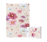 Rompecabezas de 300 Piezas con diseño de Flores de Cosmos Dibujadas a Mano, con Caja de Embalaje para Adultos. Rompecabezas de Madera.